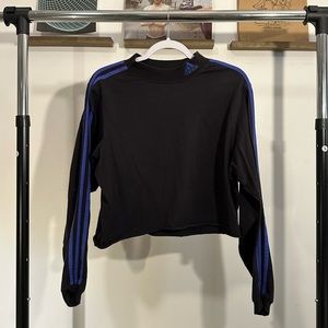 Black adidas’s cropped cardigan with blue stripe